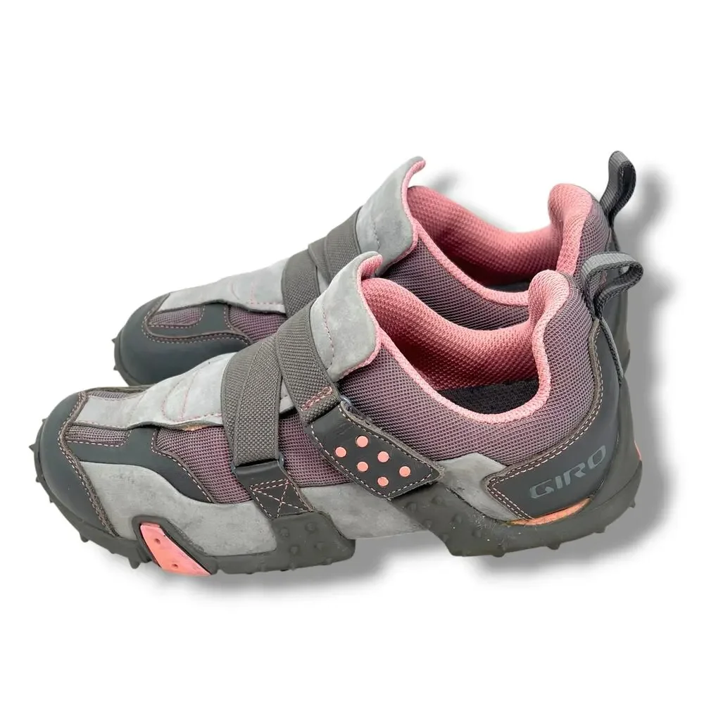 GIRO Women's Urge Spiked Bike Riding Shoes Pink & Gray 7.5